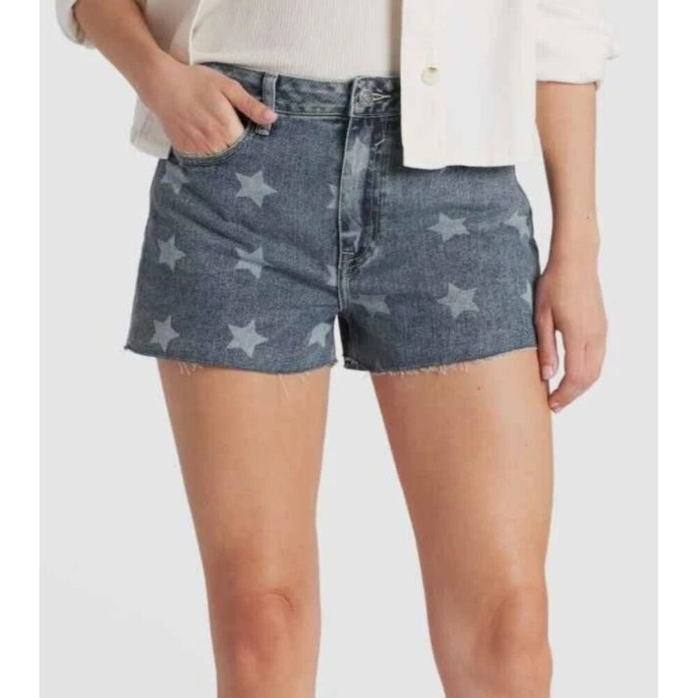 New! Vigoss Ace High Rise Star Shorts Cutoff Denim Jean Size 28 4th of July